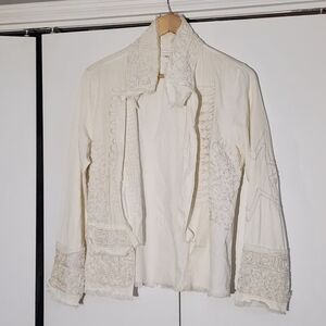 Jenni Button Military Cream Embroidered Women's Jacket
